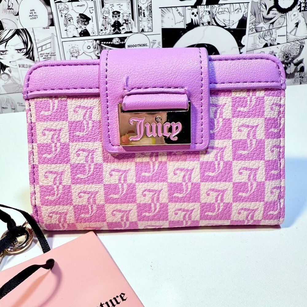 NWT Juicy Couture Miss Juicy Tab Card Wallet Violet Tulle Sand